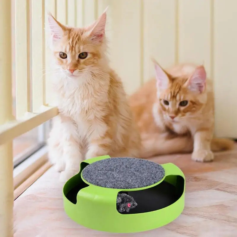 Пластиковые интерактивные забавные кошки, играющие поворотные игрушки с бестеневой мышкой, Забавный котенок, поворотный стол, игрушки для домашних животных