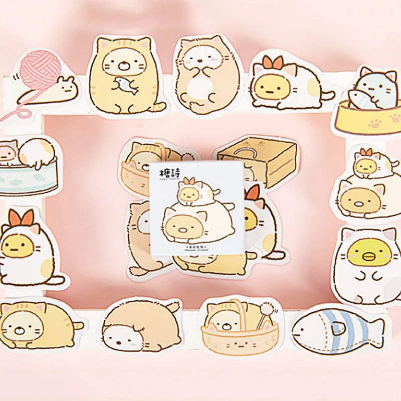 45 шт./кор. милый Кот стикер s Kawaii Канцелярские Стикеры s Мультфильм Декор Наклейка для детей DIY Скрапбукинг дневник принадлежности для альбома