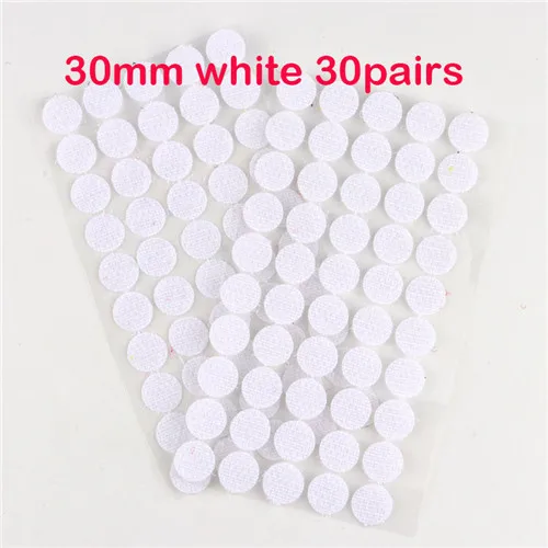 White 30mm 30pair Self Adhesive Fastener Tape Dots 10/15/20/25/30mm Velcros Adhesive Magic Tape White Black Round Hook Loop Boob Tape Strong Glue - Цвет: White 30mm 30pair