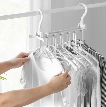 

Household folding magic clothes hanger multifunctional telescopic wide shoulder non-slip support multi-layer clothes hanger