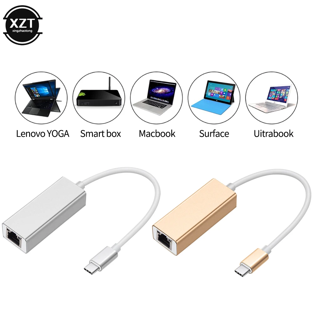 External Wired USB C Ethernet Adapter Network Card USB Type-C to Ethernet RJ45 Lan for MacBook Windows 7/8/10 Laptop 10/100Mbps