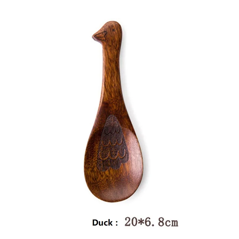 Duck Деревянная лопата, рисовая ложка, ручная полировка, одноцветная, без риса, форма рыбы, деревянная рыба, рисовая ложка, твердая, не липкая, креативные продукты - Цвет: Duck