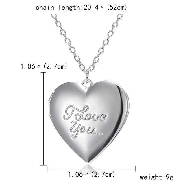 Color Love Heart Locket Pendants for Women Men Openable Photo Frame Glossy Family Pet Picture Necklace Family Love Gift