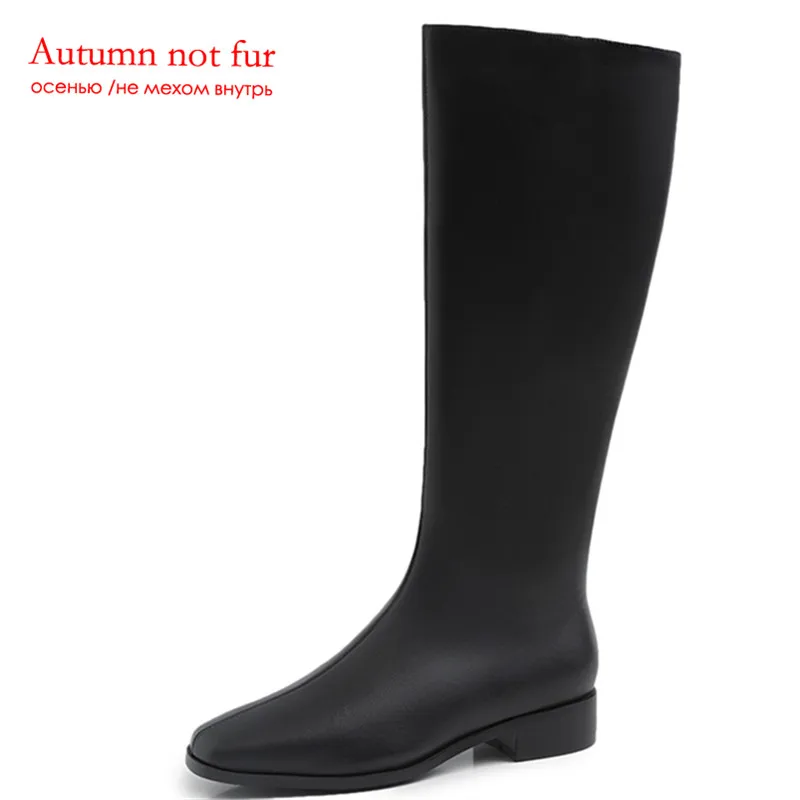 black not fur ASUMER/ г. Новые ботинки из искусственной кожи высокого качества женские зимние сапоги на квадратном каблуке модные женские сапоги до колена женская обувь - Цвет: black not fur