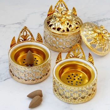 

Arabian Islamic Style Incense Burner Ceramic Burner Incense Bakhoor burner golden wrought iron aromatherapy furnace