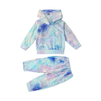 

0-12M Newborn Baby Velvet Clothes Set Long Sleeve Hoodie Pullover + Pants Fashion Tie Dye Outfit