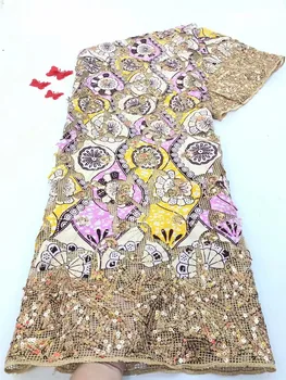 

High Quality gold African Lace Fabric Popular Style French Mesh Lace Fabric For Nigerian Wedding Party FDC1025