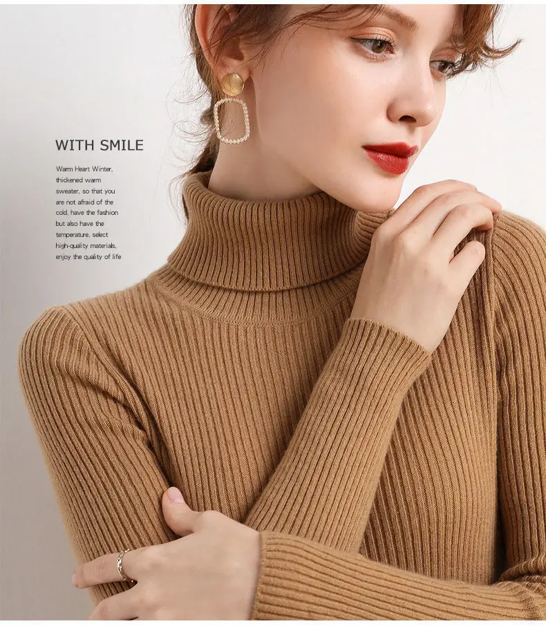 blue sweater 2021 Autumn Winter Thick Sweater Women Knitted Ribbed Pullover Sweater Long Sleeve Turtleneck Slim Jumper Soft Warm Pull Femme turtleneck sweater