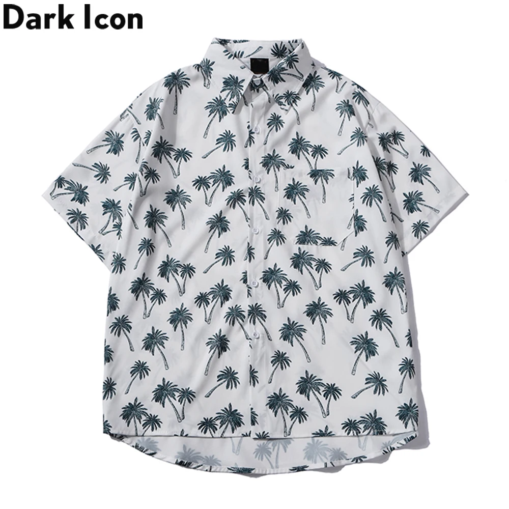 Dark Icon Coconut Tree Polo Shirt Men Short Sleeved Hawaiian Shirts Men ...