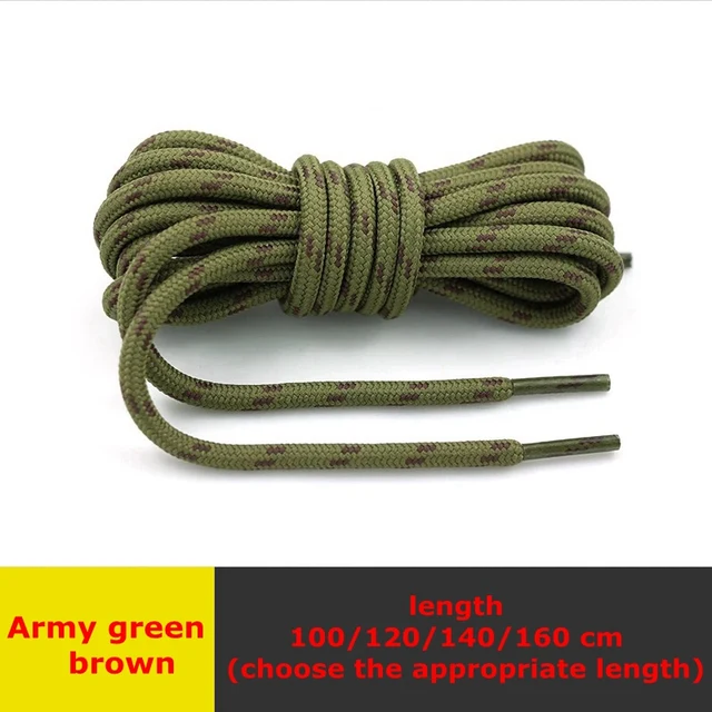 1 Pair High Density Weaving Shoe Laces Round Fine Texture Shoelaces Outdoor Leisure Sneakers Boot Shoelace 100/120/140/160CM Army green brown
