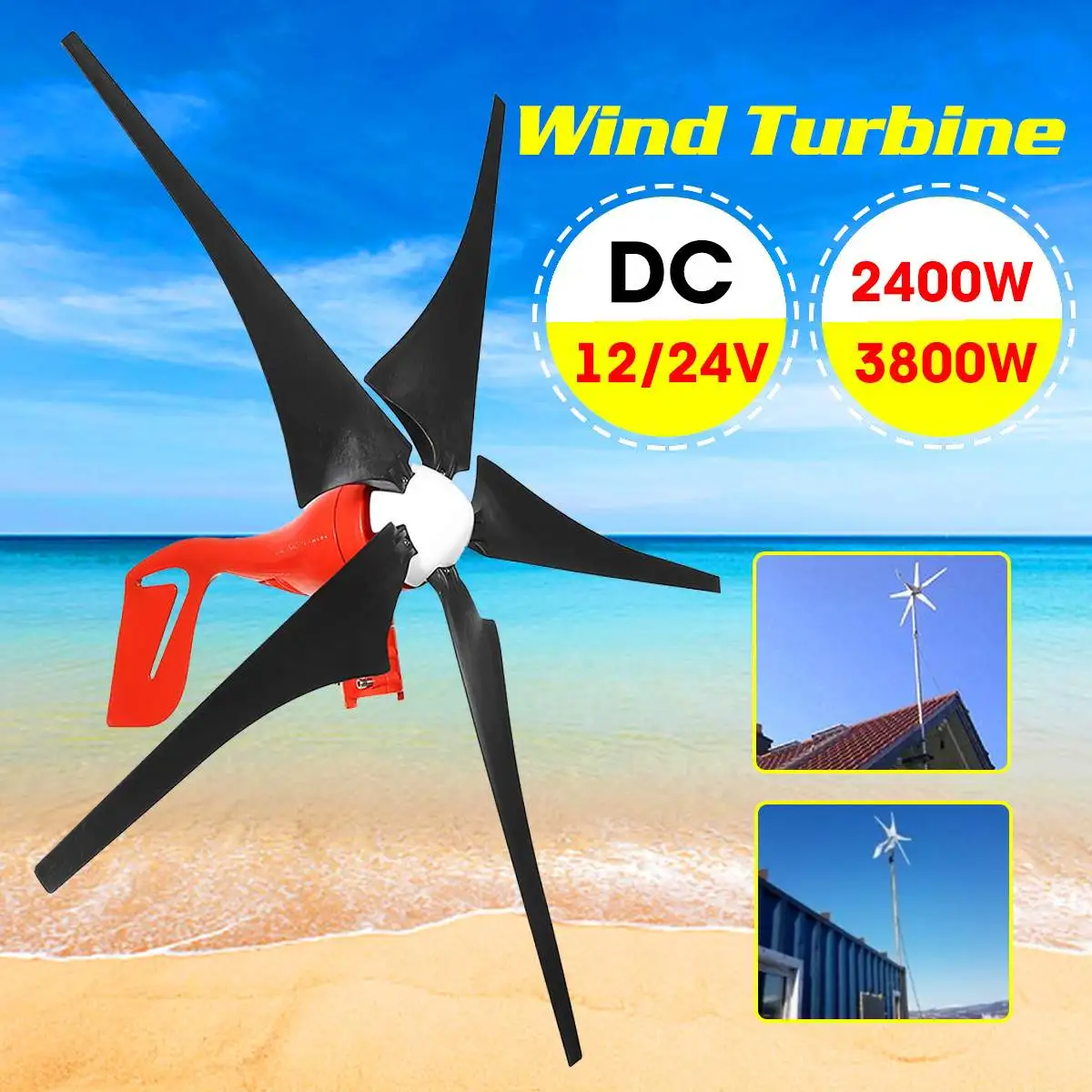 

5 Blades Optional Permanent Magnet Wind Turbines Generator 12V/24V 2400W/3800W Wind Generator Wind Generator Kits