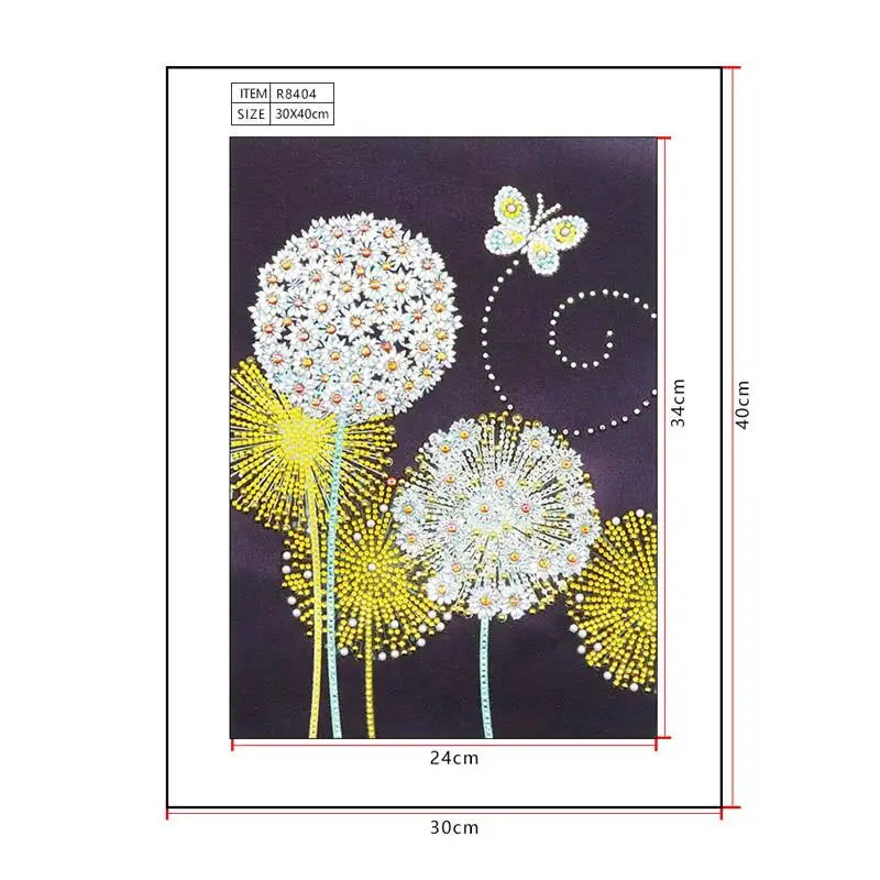 RUBOS DIY 5D Diamond Painting Mosaic Dandelion Plant Butterfly Diamond Embroidery Big Stone Bead Picture Rhinestone Sale Sticker (5)