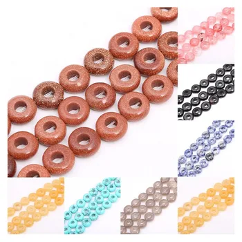 

4*10mm Natural Stone Colorful Bead Sandstone Crystal Hollow Round Ring Loose Beads for Jewelry Making DIY Bracelet Necklace 15"