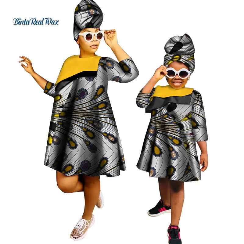 15 African Clothes Ankara Print Dresses for Women Girls Bazin Riche Mom and Daughter Clothes Dashiki African Design Clothing WYQ266 - Color: 15