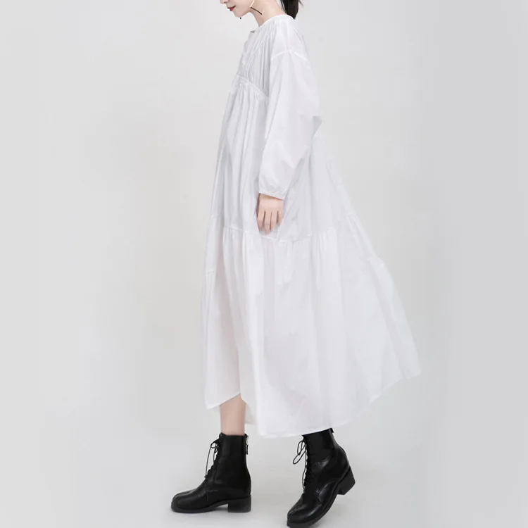 white SuperAen, корейский стиль, женское длинное платье,, осень и зима, круглый вырез, хлопок, женское платье, модное, повседневное, Woemn одежда - Цвет: white