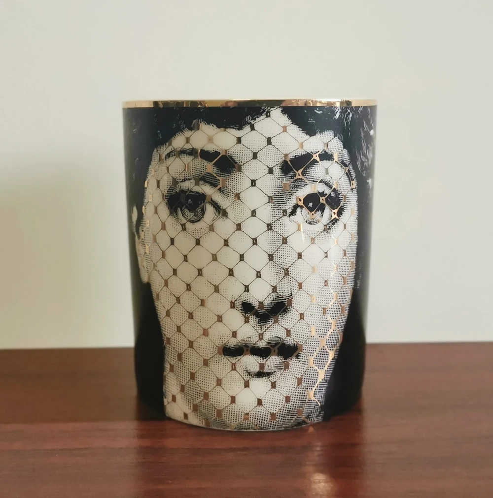 

Upgrade Fornasetti Gold Version Ceramic Storage Home Decoration Fornasetti Candle Holder Jar Flower Bottle Makeup Pen Holder