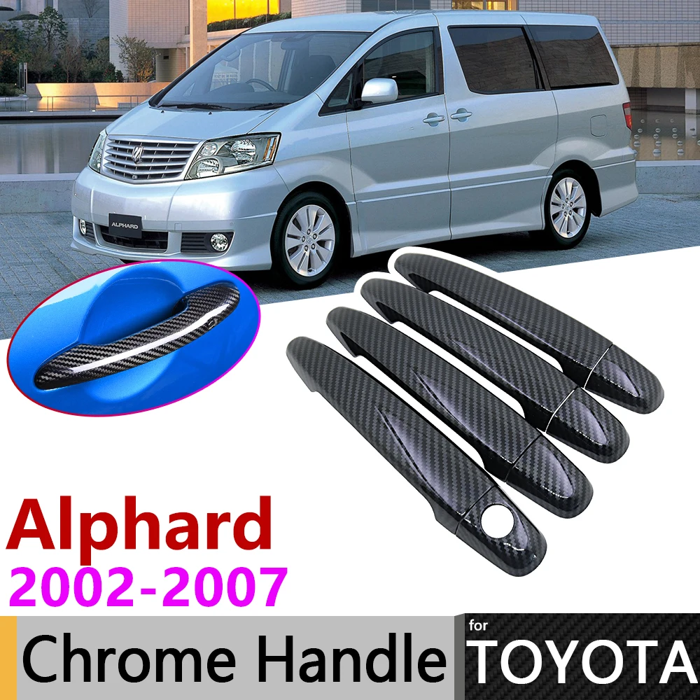Черная накладка на дверную ручку из углеродного волокна для Toyota Alphard AH10 2002 ~ 2007 2003