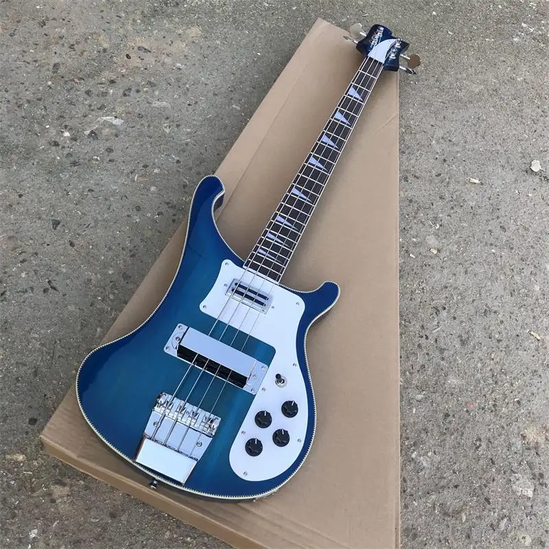 Rick 4003 modelo Ricken 4 cuerdas cuerpo de Ceniza con cuello a traves de bajo electrico guitarra океан bluecolor Envio бесплатно