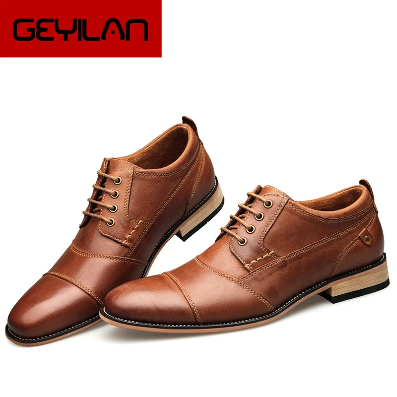 

2020 New Men's Business Dress Shoes Genuine Leather England Fashion Casual Oxfords Shoes Classic Plus Size 7.5-13