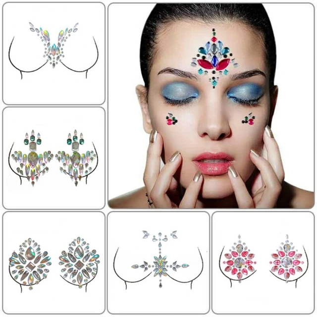 Face Gems Adhesive Glitter Jewel Tattoo Sticker Festival Rave Party Eyebrow  Body