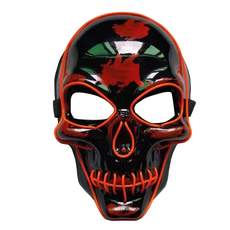 Очищающие маски, светодиодный EL Skull Mask, Вечерние Маски на Хэллоуин, неоновый светильник, светящиеся Вечерние Маски в темноте