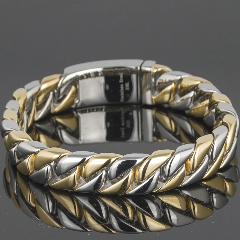 12MM Curb Chain Man Bracelet 316L Stainless Steel For Men