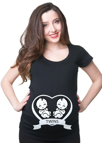 2021 Funny Maternity T-shirt Cute Comfortable Pregnancy T-shirt Twins Pregnancy T-shirt Summer Short Sleeve Tee Shirts Drop Ship 6