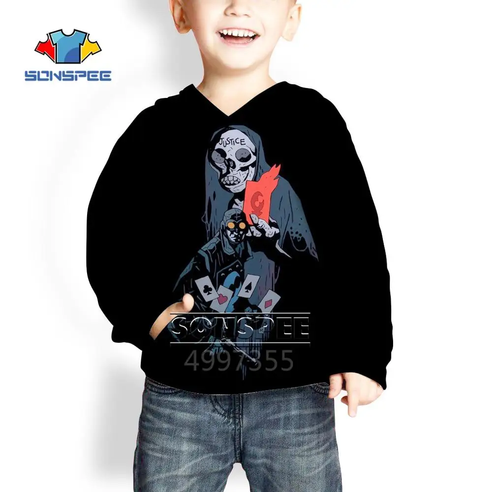 Футболка SONSPEE ghost poker Hellboy movie Harajuku, толстовки с капюшоном и 3D-принтом в стиле хип-хоп, детская одежда для мальчиков и девочек, подростков, X277 - Цвет: 3
