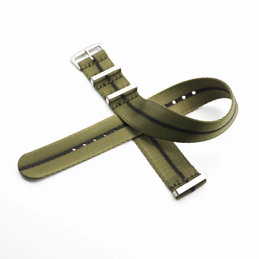 New Design 20MM 22MM Strap Green Black Striped seatbelt Nato Zulu Strap for Army Sport Watch 4