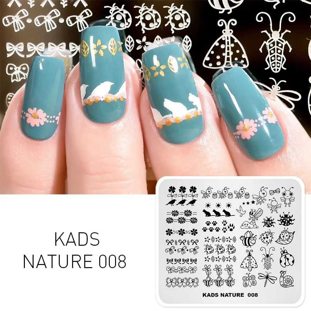 NA008 KADS, серия "природа", различные дизайнерские пластины для стемпинга ногтей, бабочки, горный диапазон, шаблоны, сделай сам, изображение, маникюрный набор тарелок - Цвет: NA008