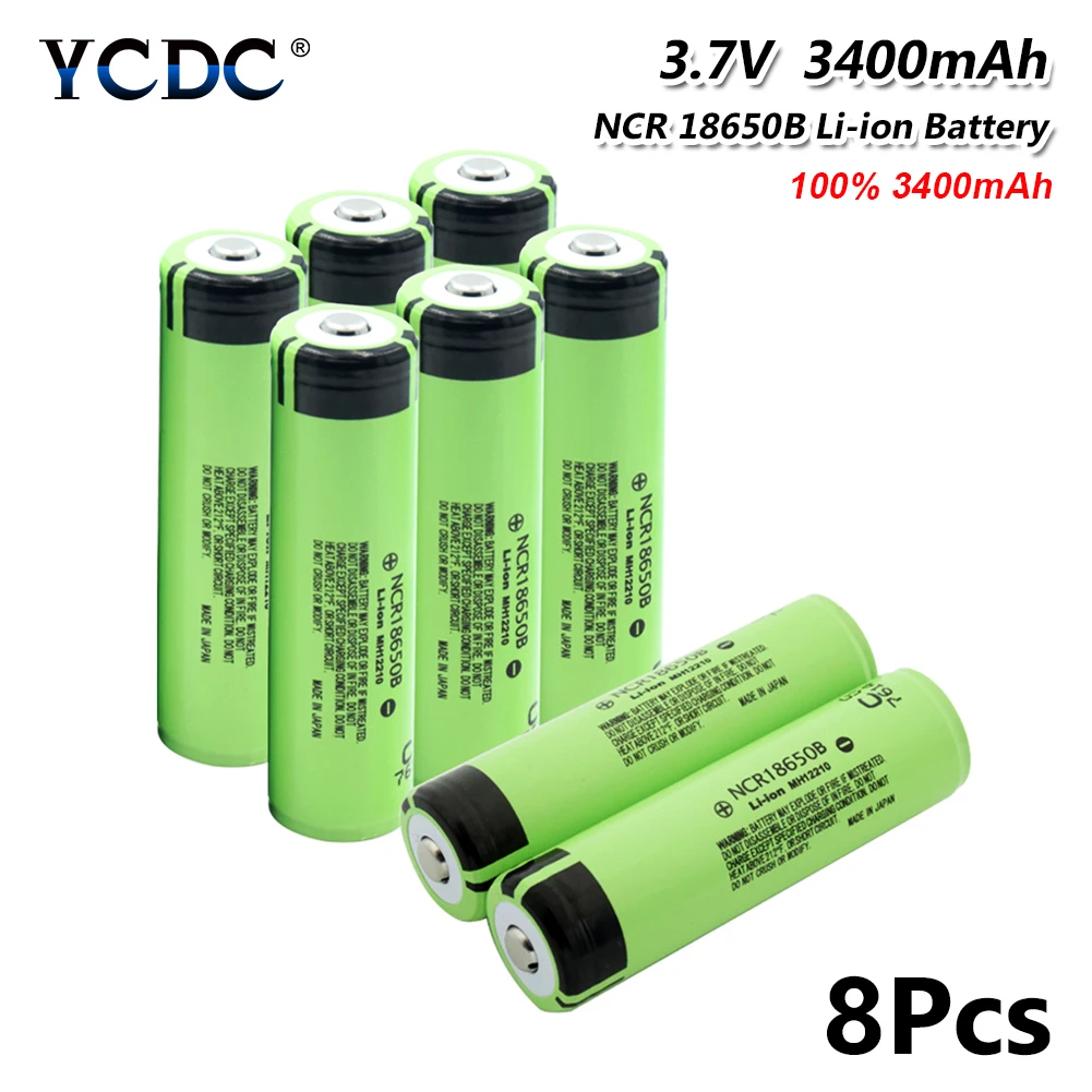 Panasonic 1/2/4/6/8/10x Перезаряжаемые 3400 мА/ч, NCR 18650 литий ионный Батарея 3,7 V 20A NCR18650B литиевая батарея для мини-вентилятор фонарь - Цвет: 8 Pcs