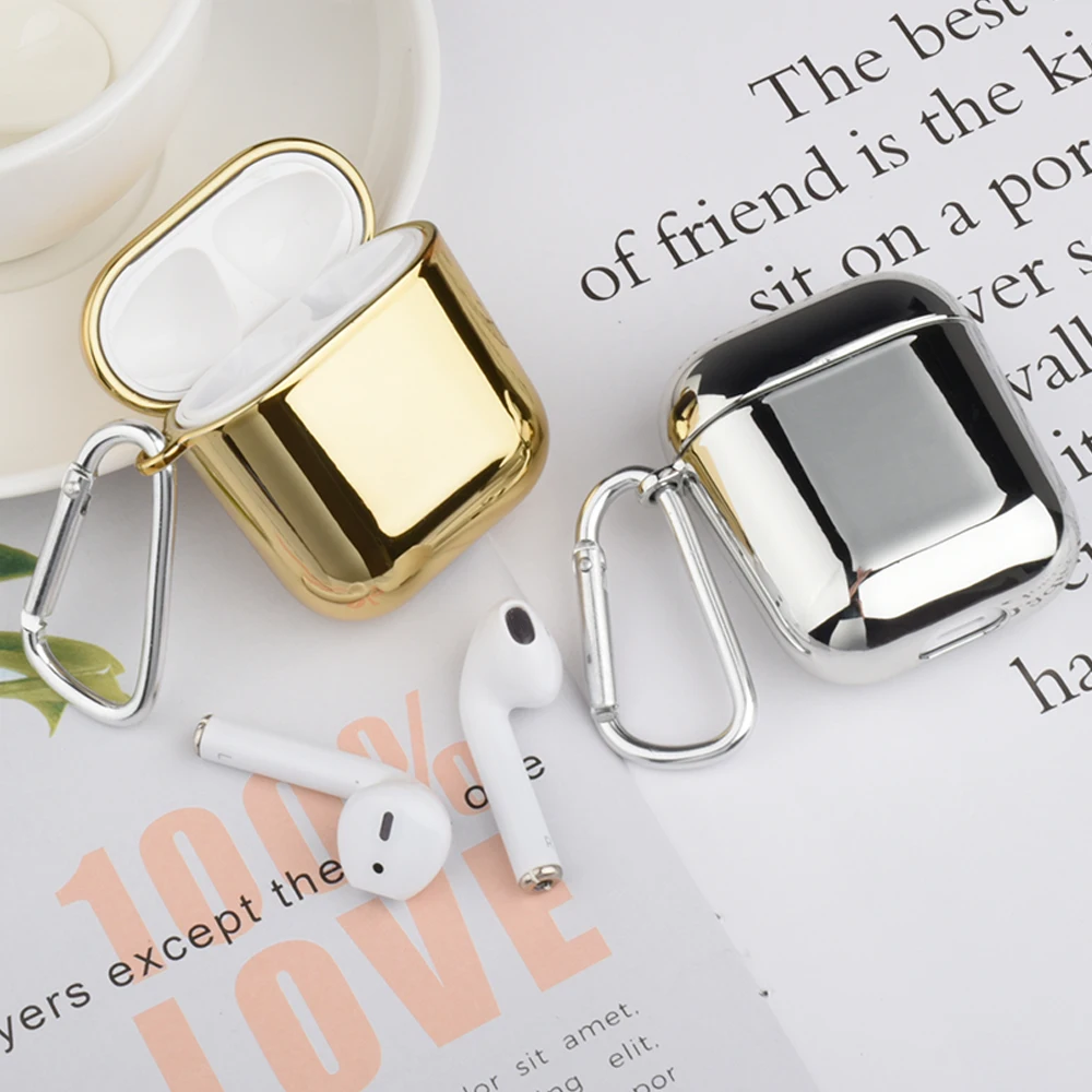 

Earphone Case For Apple Airpods 2 Plating PC Earphone Charging Box Case For AirPods Wireless Charging Box Protective Cover Cases