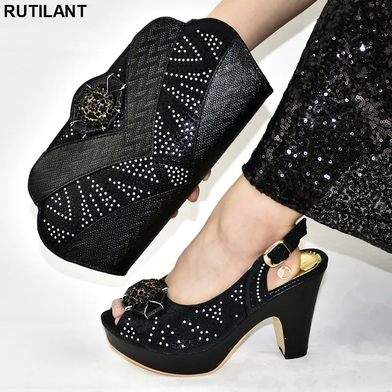 

New Matching Shoes and Bag Set Nigerian Style Shoes and Bag Set Shoes Woman High Heel African Wedding Italian Shoe and Bag Sets