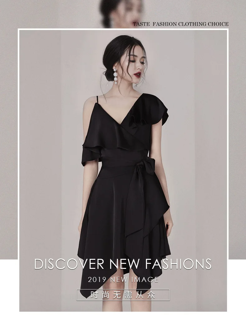 Summer new fashion Europe and America sexy women's V-neck off-the-shoulder waist irregular short-sleeved dress female
