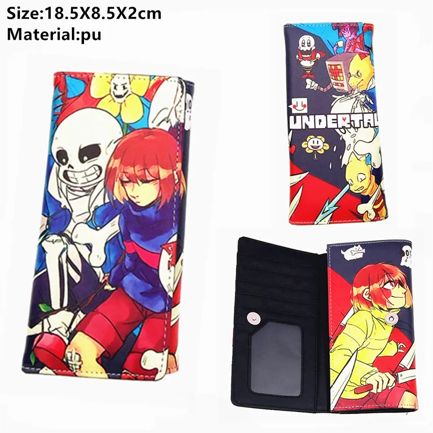 Кошелек из искусственной кожи для игр Undertale Sans, на кнопках, с отделением для карт, Женский кошелек, для мальчиков и девочек, для костюмированной вечеринки, с мультяшными монетами, милый кошелек