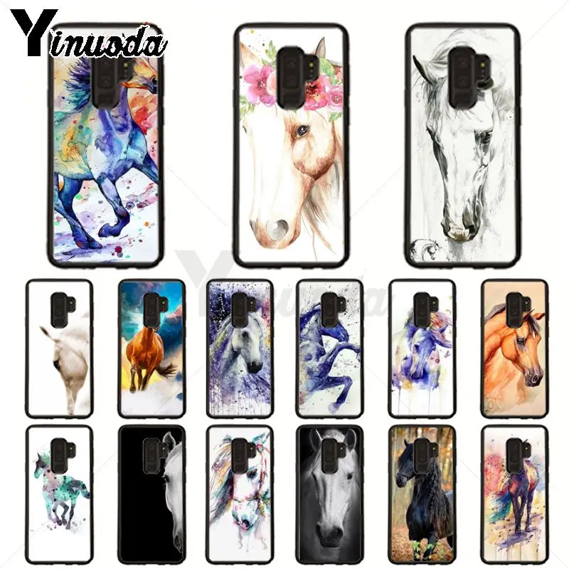 Coque untuk Galaxy S9plus Kuda Hewan Hitam Lembut Ponsel Case untuk Samsung Galaxy S10plus S9 S8plus S10e A50 A70 A10 ponsel