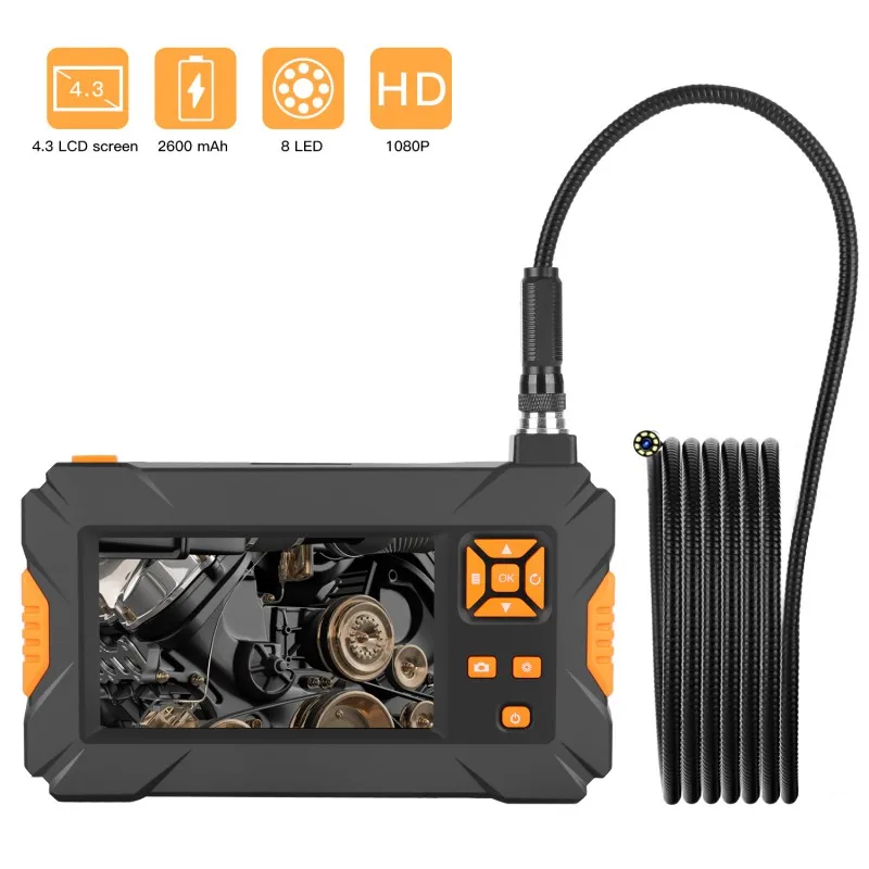 

Waterproof Tube Endoscope Borescope 4.3 Inch HD Display Screen 8 LED Handheld Pipe Inspection Camera 1080P for Industry auto