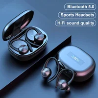 VOULAO-auriculares TWS inalámbricos por Bluetooth, cascos deportivos estéreo con gancho para la oreja para teléfono inteligente, impermeables