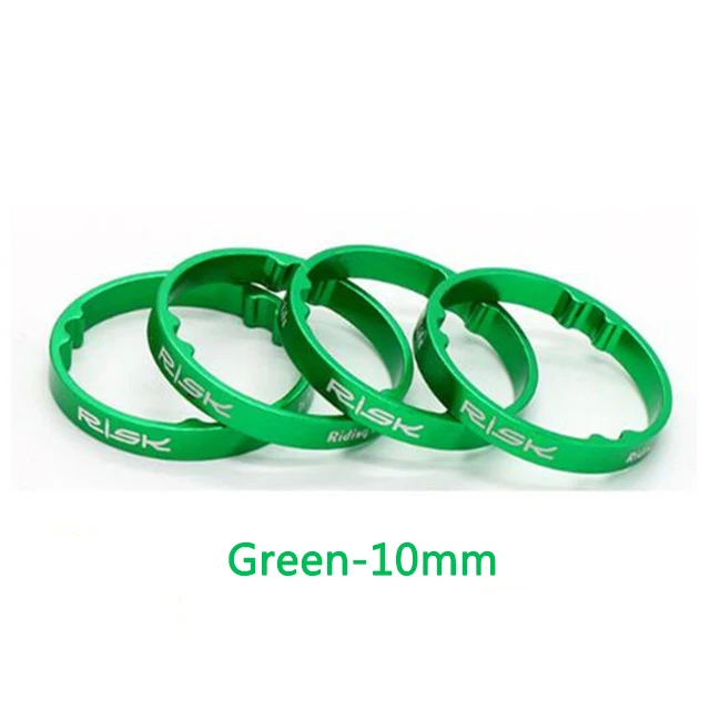 10mm-Green 4 шт., риск 5 мм/10 мм, алюминиевая велосипедная гарнитура, передняя вилка, шайбы MTB, горная дорога, велосипед, мертвые мухи, полый, легкий, шток, прокладки - Цвет: 10mm-Green