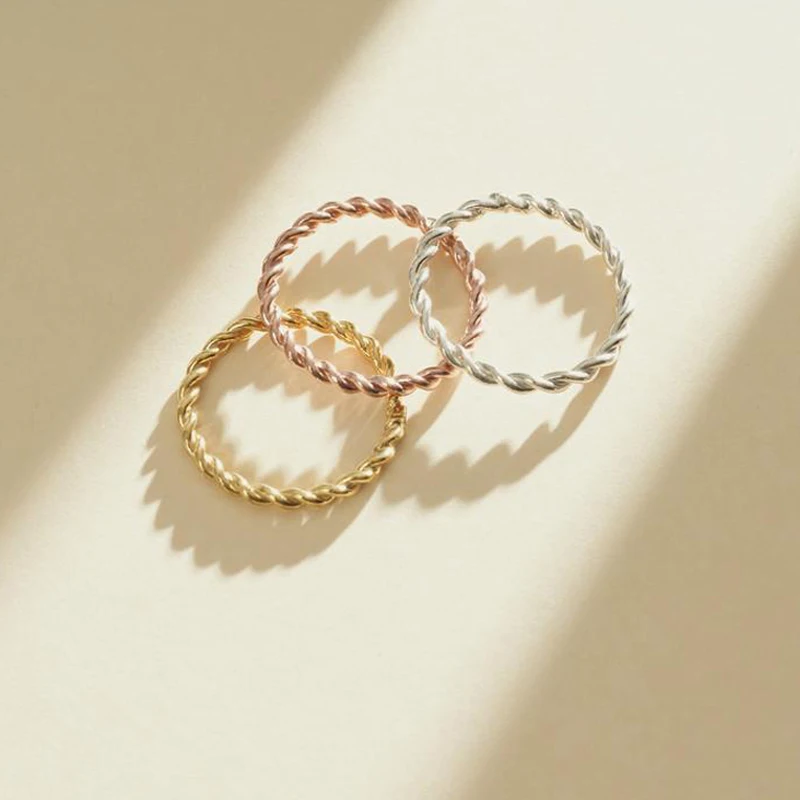 2MM Knuckle Rope Twist Ring Stainless Steel Wedding Band for