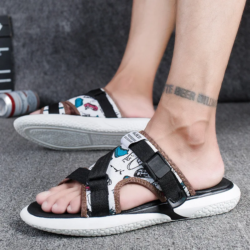 

Beach Slippers Men's 2019 Summer New Style Casual Shoes Men's Korean-style Trend Breathable Open Toe MEN'S Sandals A- line