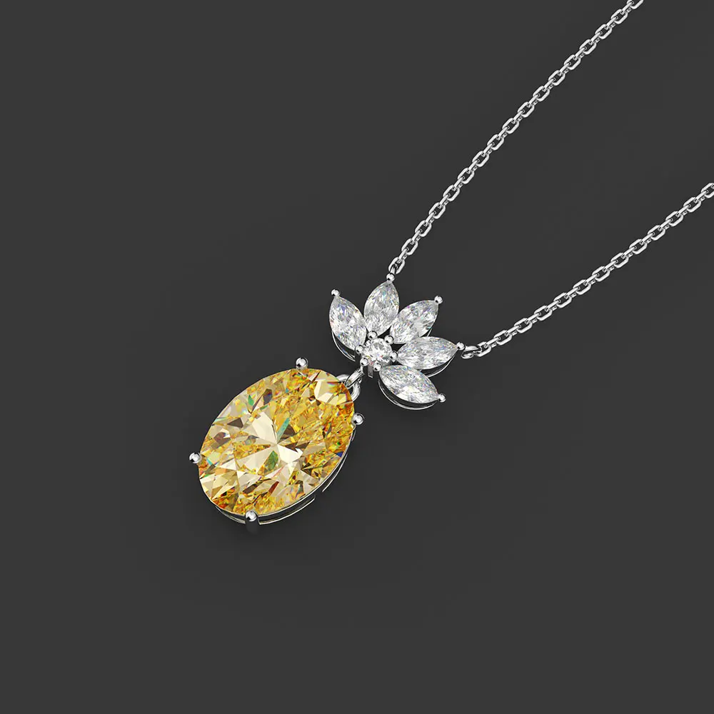 PANSYSEN Свадебный бренд 925 пробы Серебряное ожерелье с подвеской s для женщин 9x13 мм цитрин кварц сапфир драгоценный камень ожерелье
