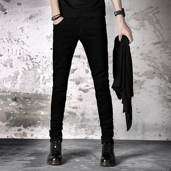 Wiosenne i jesienne koreańskie męskie czarne spodnie jeansowe męskie ołówkowe spodnie rozciągliwe dopasowanie dżinsy Skinny na co dzień męski rozmiar 27-36 tanie i dobre opinie KOLMAKOV CN (pochodzenie) na zamek błyskawiczny Wiosna i jesień Daily Z KIESZENIAMI Stałe Denim J8011 rurki Medium średniej wielkości