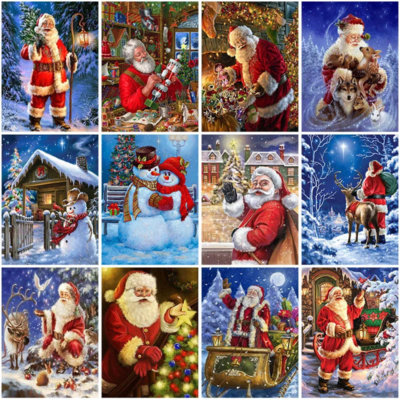 

DIY Santa Claus 5D Diamond Painting Full Round Mosaic Rhinestone Diamond Embroidery Christmas Cross Stitch Home Decor