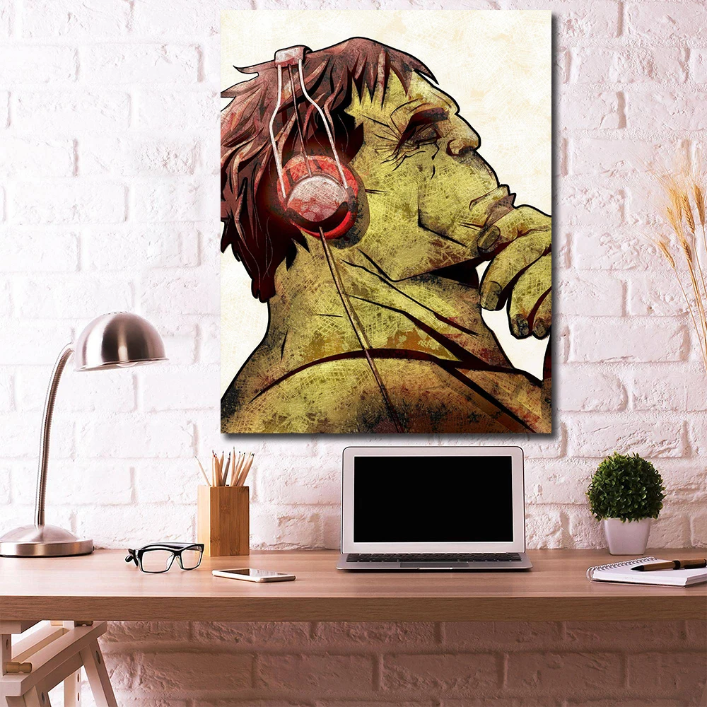 Superhero Hulk Headphones Canvas Painting Art Print Poster Always Be Yourself Cartoon Kids Rooms Wall Picture Home Decor