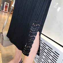 Горячая Распродажа Miyake модная однотонная саржевая Юбка со складками дизайн высокая талия открытая юбка