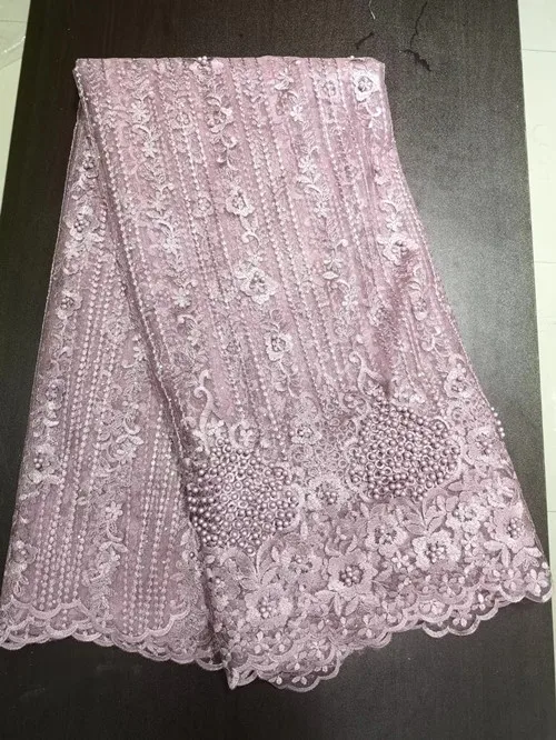 light purple Последние нигерийские кружевные ткани высокого качества белые африканские кружевные ткани для женщин французский Тюль Кружева с камнями - Цвет: light purple