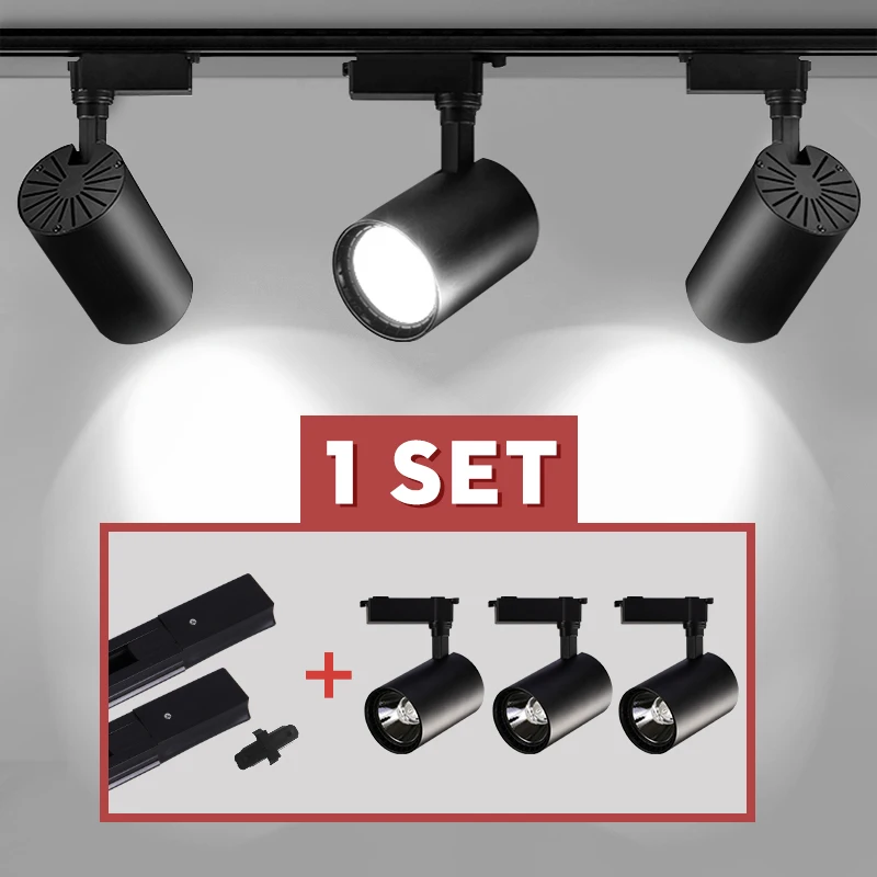 Whole Set Led Track Light COB Track Lamp 12/20/30/40W Rail Spot Lighting Led Spotlight Fixture For Clothing Shop Store Home 220V
