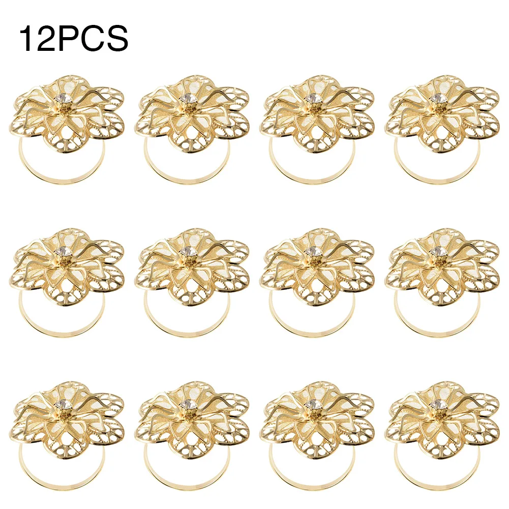 6 шт. 12 шт. профессиональная металлическая пряжка выдолбленные стол украшение, салфетка для свадьбы или праздничного обеда салфетки кольца с цветочными мотивами, покрытый светлым Форма Полотенца держатель Вечерние