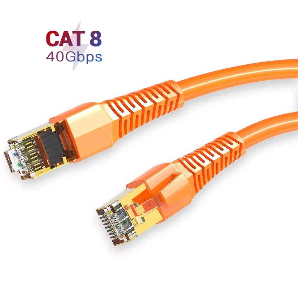 Оранжевый Cat8 Ethernet-Кабель SSTP супер Скорость 40 Гбит/с 2000 МГц RJ45 сети сетевой